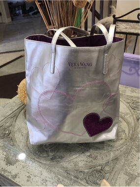 Vera Wang Silver Metalic Large Tote Like New